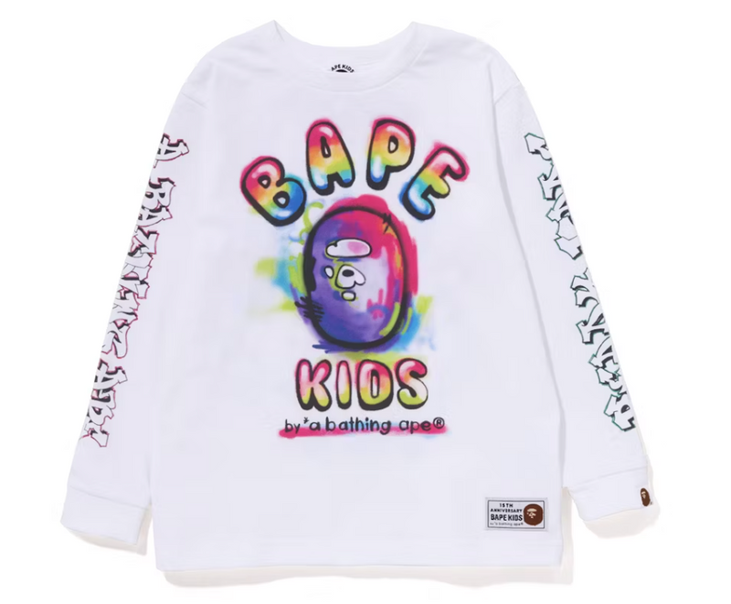 Bape Kids 15th Ann. x Readymade Spray L/S Tee White Size 120 K