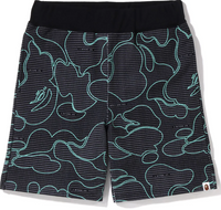 Bape Text Code Camo Black Sweat Shorts Size XXL