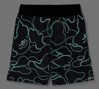 Bape Text Code Camo Black Sweat Shorts Size XXL