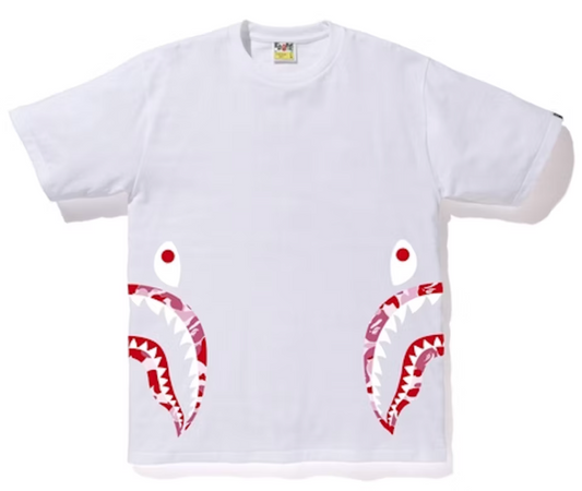 Bape Kids ABC Camo Side Shark Tee White x Pink Size 120 K