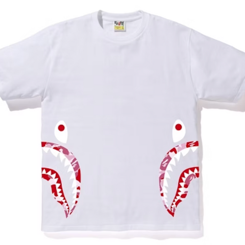 Bape Kids ABC Camo Side Shark Tee White x Pink Size 120 K