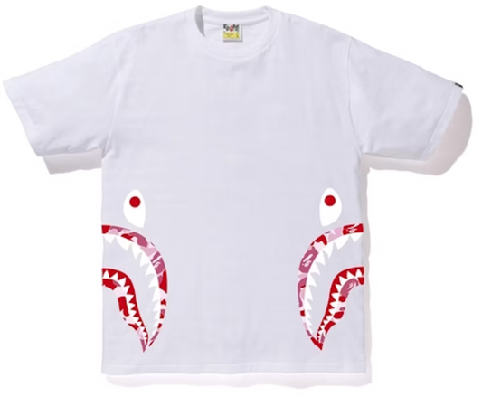 Bape Kids ABC Camo Side Shark Tee White x Pink Size 110 K