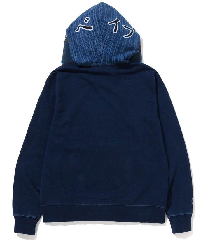 Bape Samurai Shark Indigo Full-Zip Hoodie Size Large