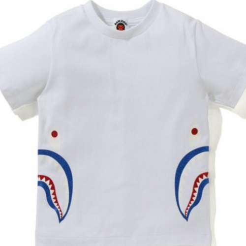 Bape Kids Glitter Side Shark Tee Jr White Size 120 K