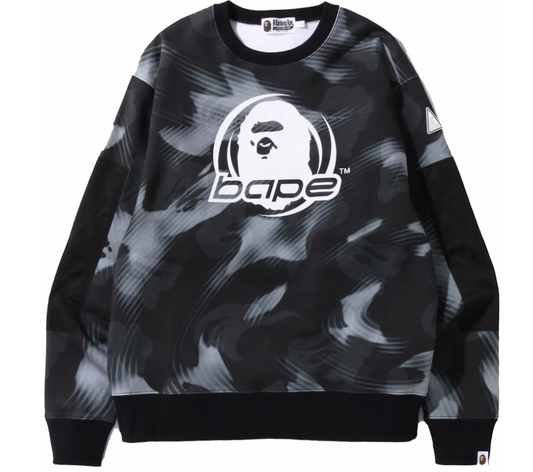 Bape Stroke Camo Black Relaxed Fit Crewneck Sweater Size Medium
