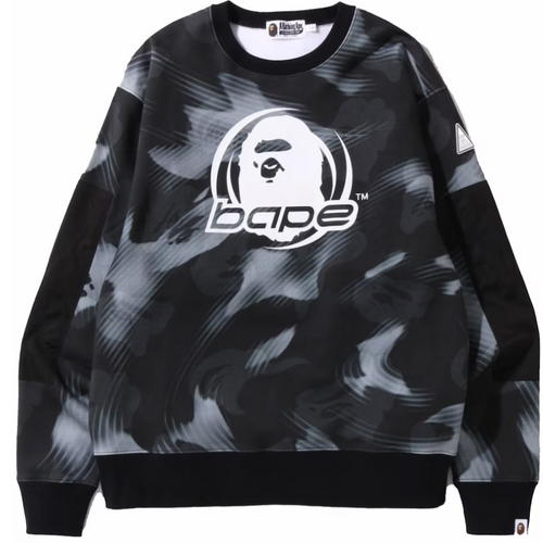 Bape Stroke Camo Black Relaxed Fit Crewneck Sweater Size Medium