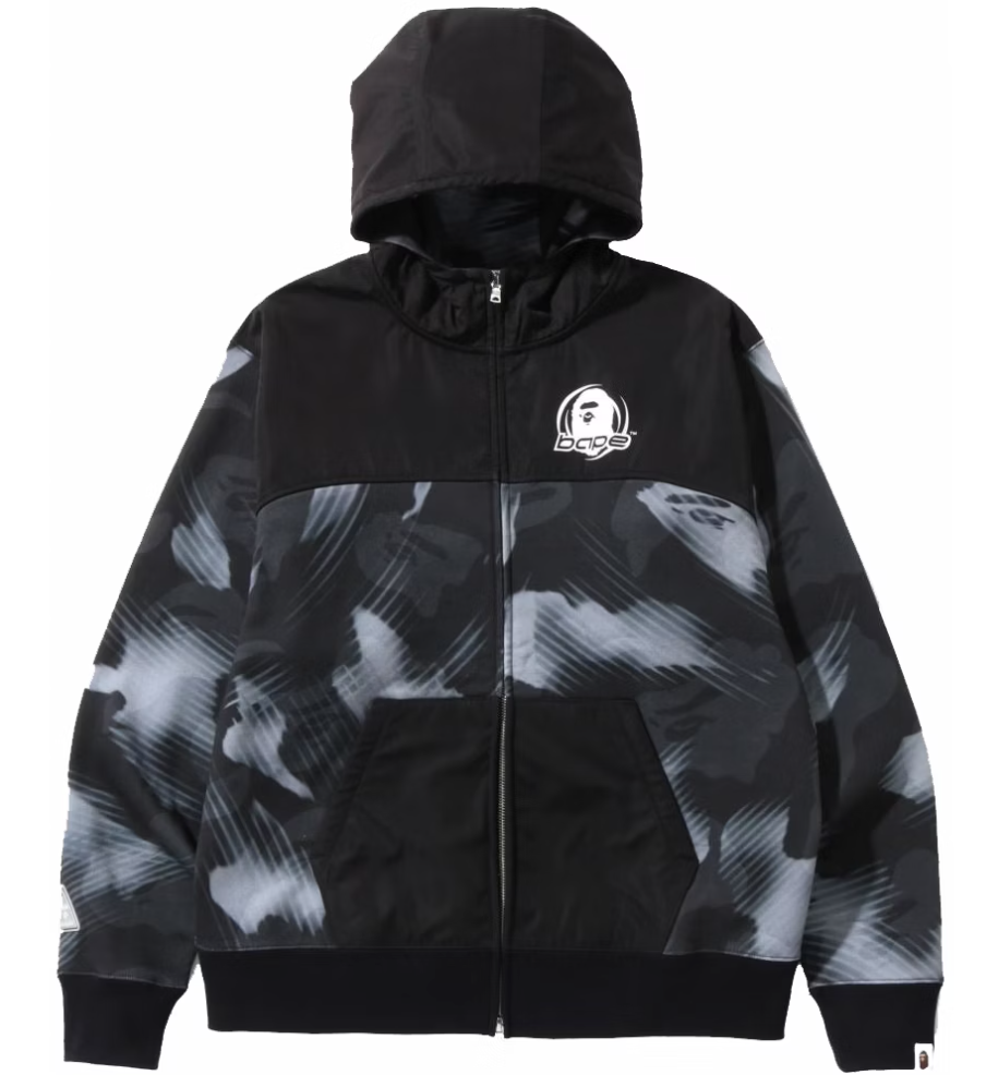 Bape Stroke Camo Black Relaxed Fit Full-Zip Hoodie Size Large