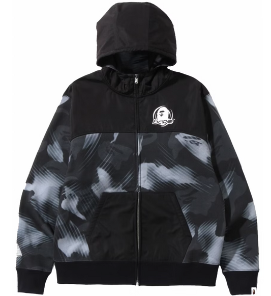 Bape Stroke Camo Black Relaxed Fit Full-Zip Hoodie Size Large