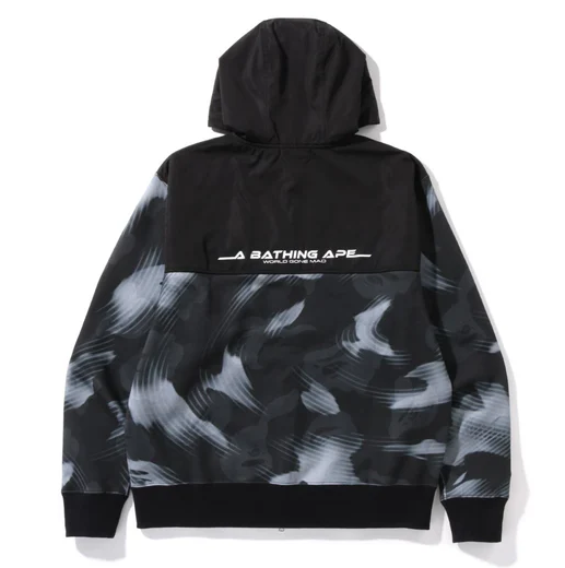 Bape Stroke Camo Black Relaxed Fit Full-Zip Hoodie Size Large