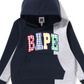 Bape Kids Gingham Check Patch Pullover Hoodie Navy Size 110 K