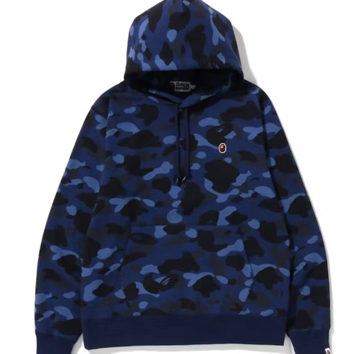 Bape Kids Color Camo One Point Ape Head Pullover Hoodie Navy Size 90 K