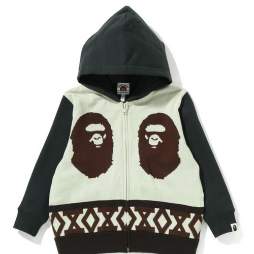 Bape Kids Ape Head Knit Body Zip Hoodie Charcoal Size 100 K
