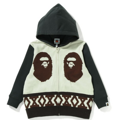 Bape Kids Ape Head Knit Body Zip Hoodie Charcoal Size 110 K