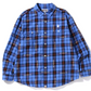 Bape Logo Check Loose Fit Blue Shirt Size Large