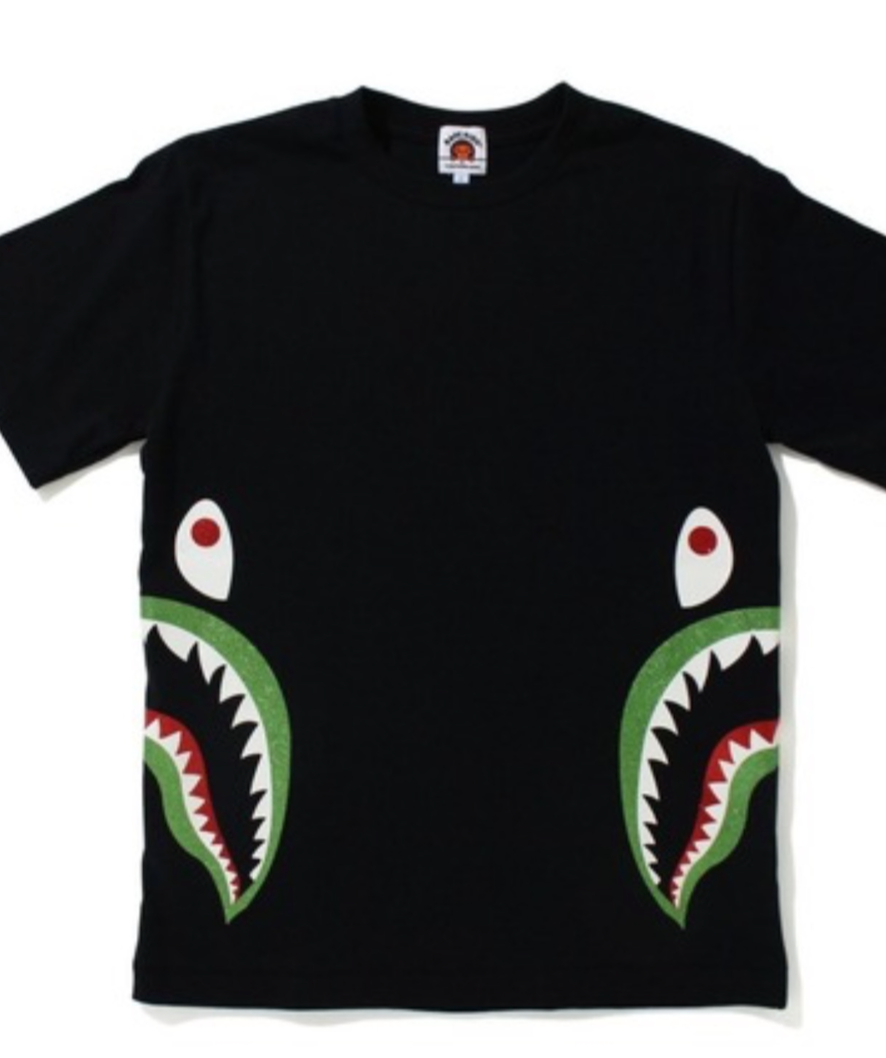 Bape Kids Glitter Side Shark Tee Black Size 120 K
