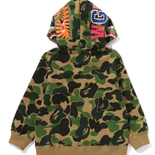 Bape Kids ABC Green Camo Shark Pullover Hoodie Size 120 K