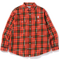 Bape Logo Check Loose Fit Red Button Up Shirt Size Medium