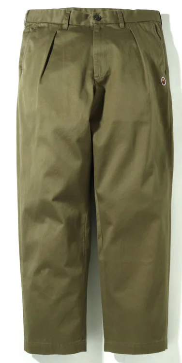 Bape One Pont Loose Fit Dark Olive Chino Pants Size Medium