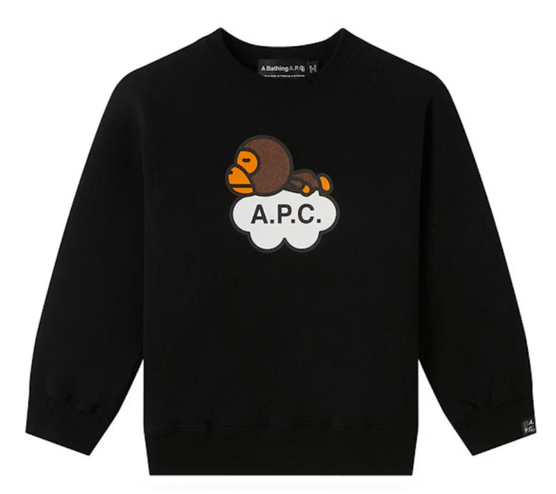 Bape Kids x A.P.C Milo Cloud Crewneck Black Size 120 K