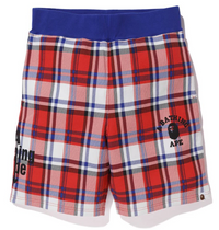 Bape London 0ZX Red Check Sweat Shorts Size Small