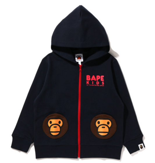 Bape Kids Baby Milo Pocket Zip Hoodie Navy Size 110 K
