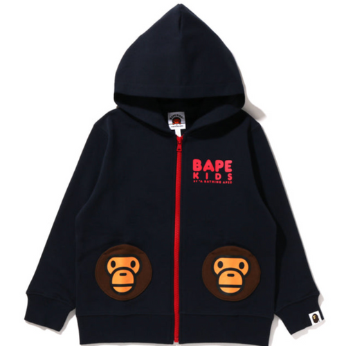 Bape Kids Baby Milo Pocket Zip Hoodie Navy Size 110 K