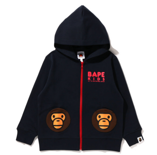 Bape Kids Baby Milo Pocket Zip Hoodie Navy Size 120 K