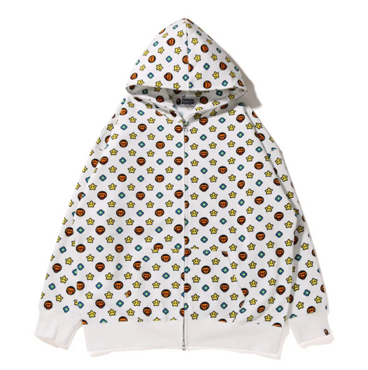 Bape Kids Milo Monogram Zip Hoodie White Size 110 K