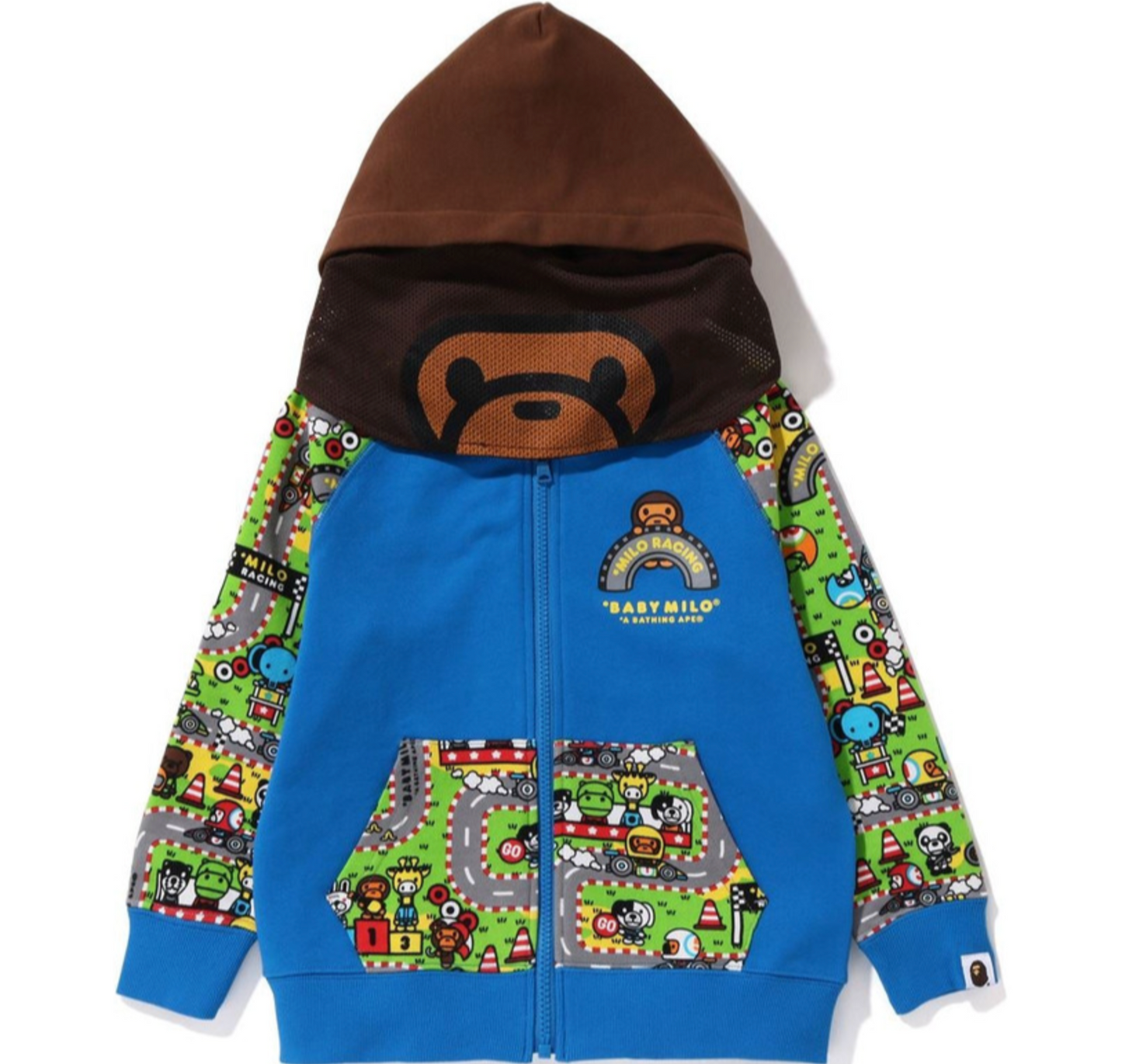 Bape Kids Baby Milo Racing Milo Face Zip Hoodie Blue Size 110 K