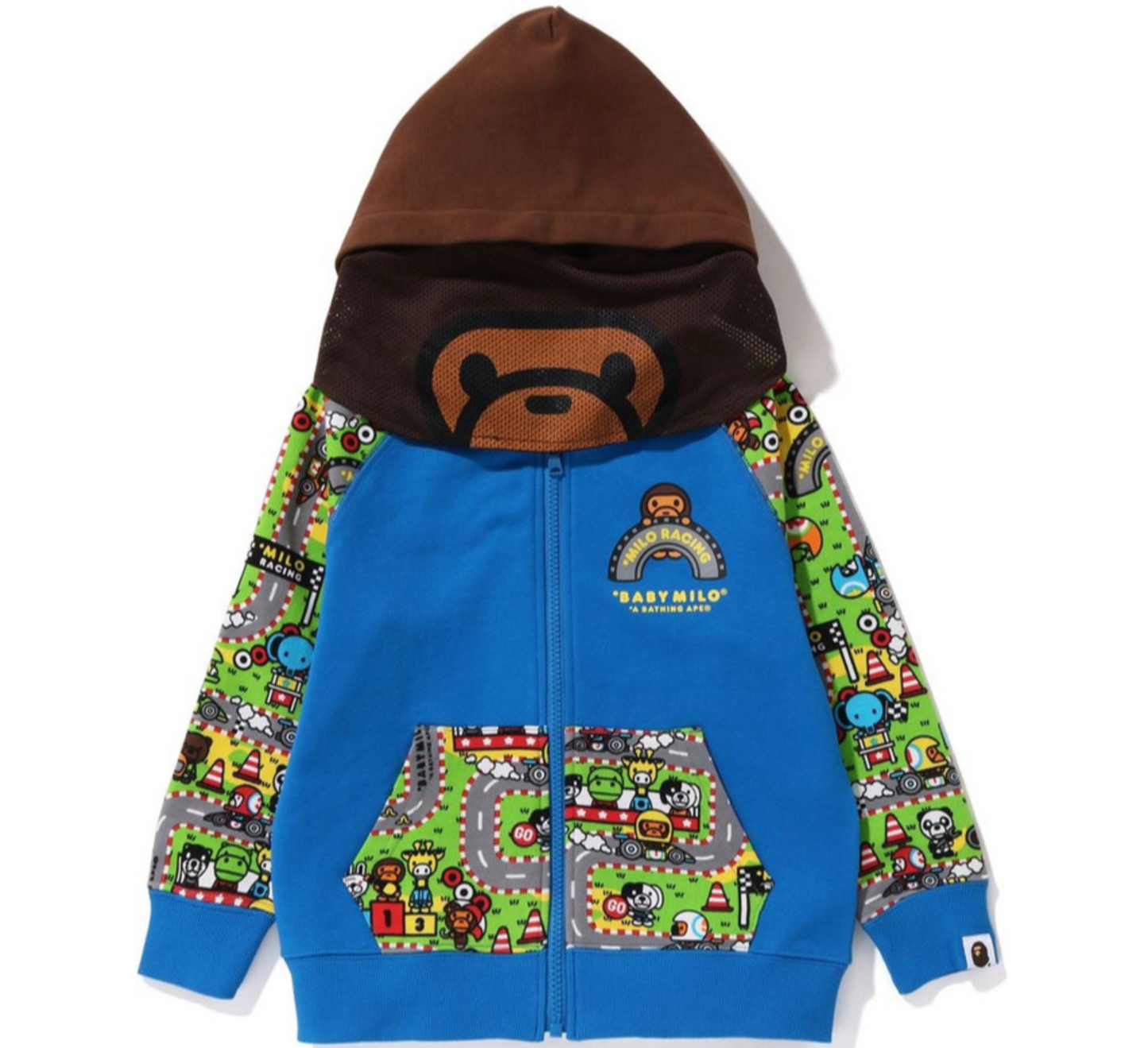 Bape Kids Baby Milo Racing Milo Face Zip Hoodie Blue Size 120 K