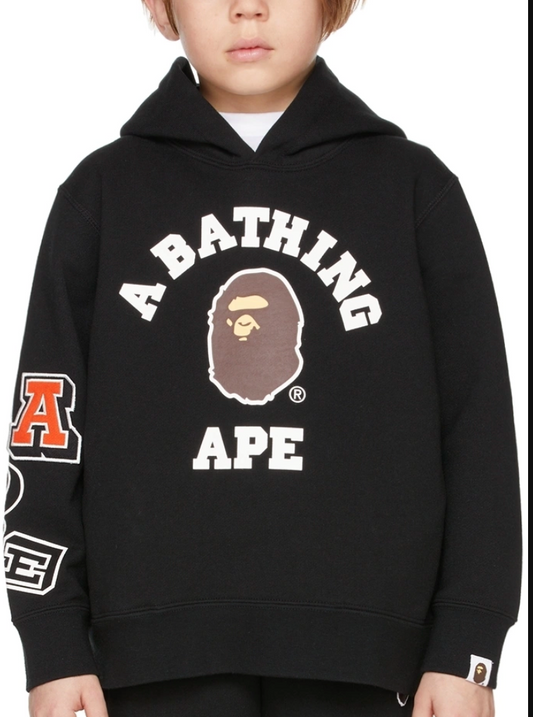 Bape Kids Multi Fonts Pullover Hoodie Black Size 110 K