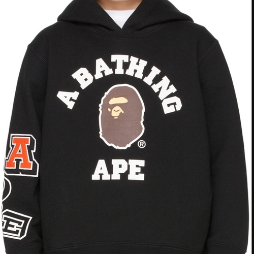 Bape Kids Multi Fonts Pullover Hoodie Black Size 110 K