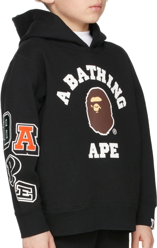 Bape Kids Multi Fonts Pullover Hoodie Black Size 110 K