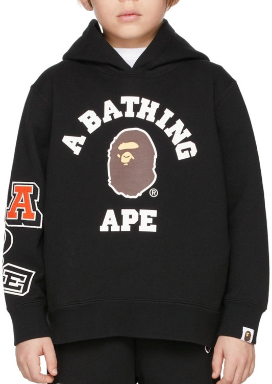 Bape Kids Multi Fonts Pullover Hoodie Black Size 120 K