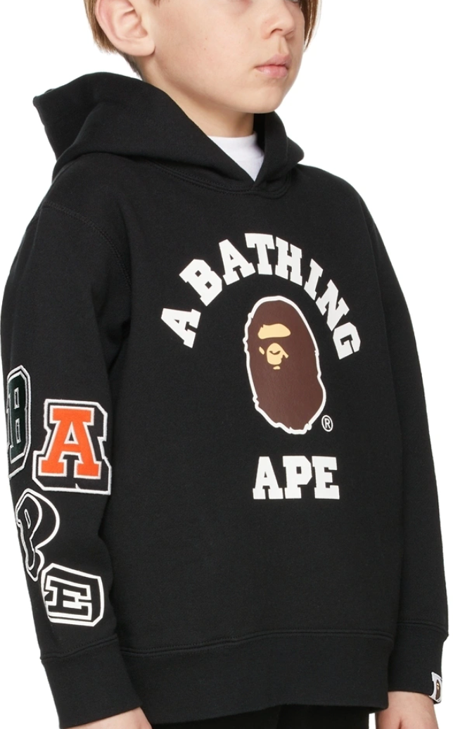 Bape Kids Multi Fonts Pullover Hoodie Black Size 120 K