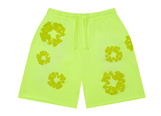 Denim Tears Mono Cotton Wreath Sweat Shorts 'Neon Green'