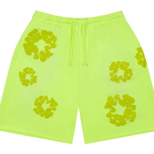 Denim Tears Mono Cotton Wreath Sweat Shorts 'Neon Green'