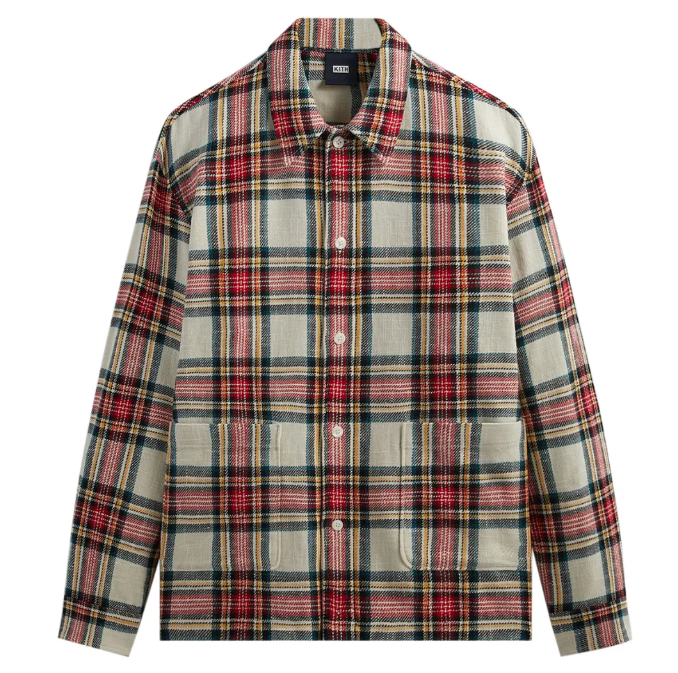Kith Plaid Boxy Collared Overshirt 'Fame' Red Size Medium