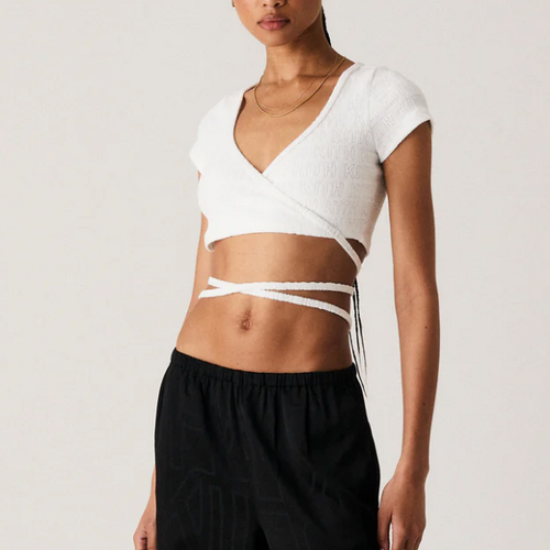 Kith Women's Ailee Monogram White Towel Wrap Top Size XL