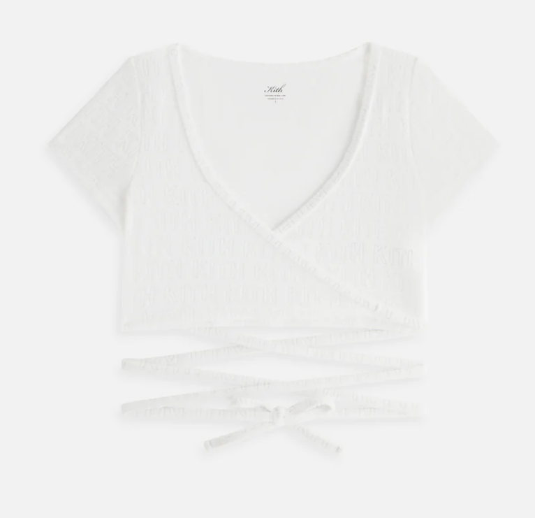 Kith Women's Ailee Monogram White Towel Wrap Top Size XS