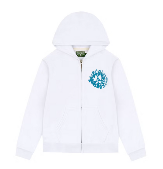 Denim Tears White University Zip-Up Hoodie