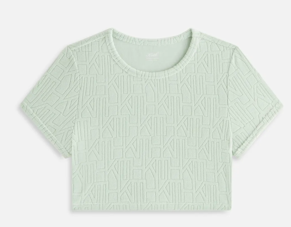 Kith Womens Yeni Monogram Towel Ringer Tee Green Size Large
