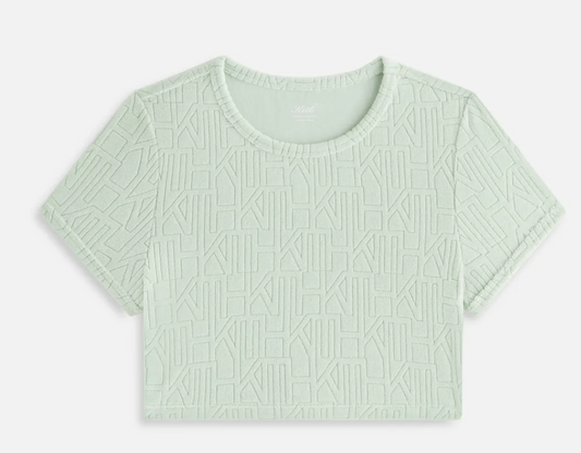 Kith Womens Yeni Monogram Towel Ringer Tee Green Size Large