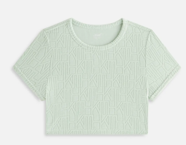 Kith Womens Yeni Monogram Towel Ringer Tee Green Size Large