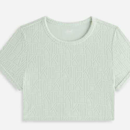 Kith Womens Yeni Monogram Towel Ringer Tee Green Size Large