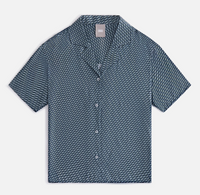 Kith Women's Elena Monogram Silk Camp Navy Shirt Size Medium