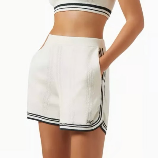 Kith Womens Rayne Perforated Knit Short Off White Size Large