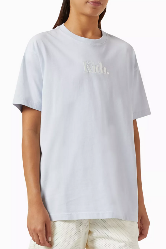 Kith Women's Vintage Punctured Logo Tee - Jersey Blue - Size XS