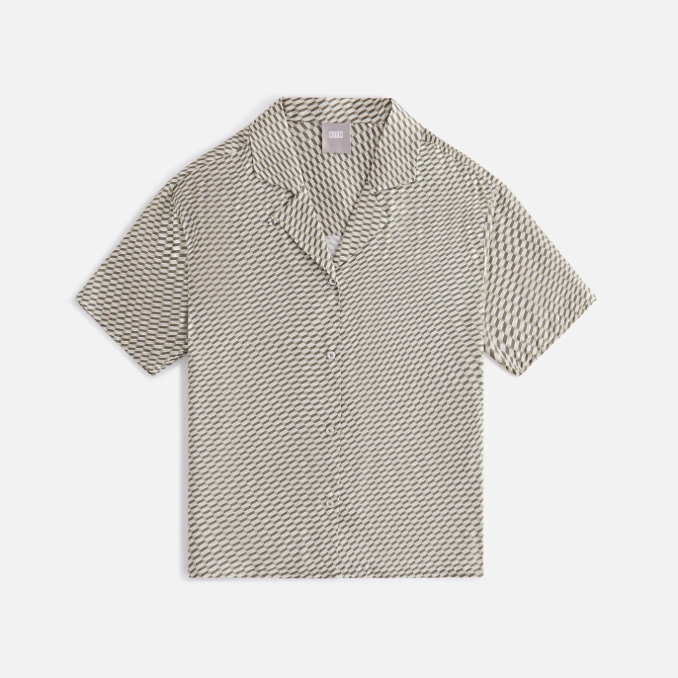 Kith Women's Elena Monogram Silk Khaki Camp Shirt Size Medium