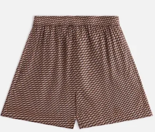Kith Womens Rayne Monogram Silk Short Brown Size Large